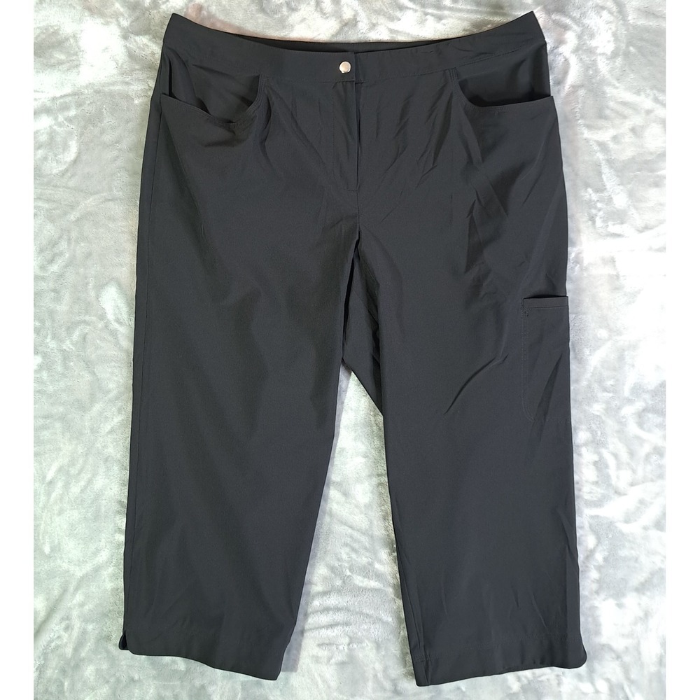 Weekends by Chico's Balance Cargo Capri Pants Black Women's Size 3 Crop Stretch